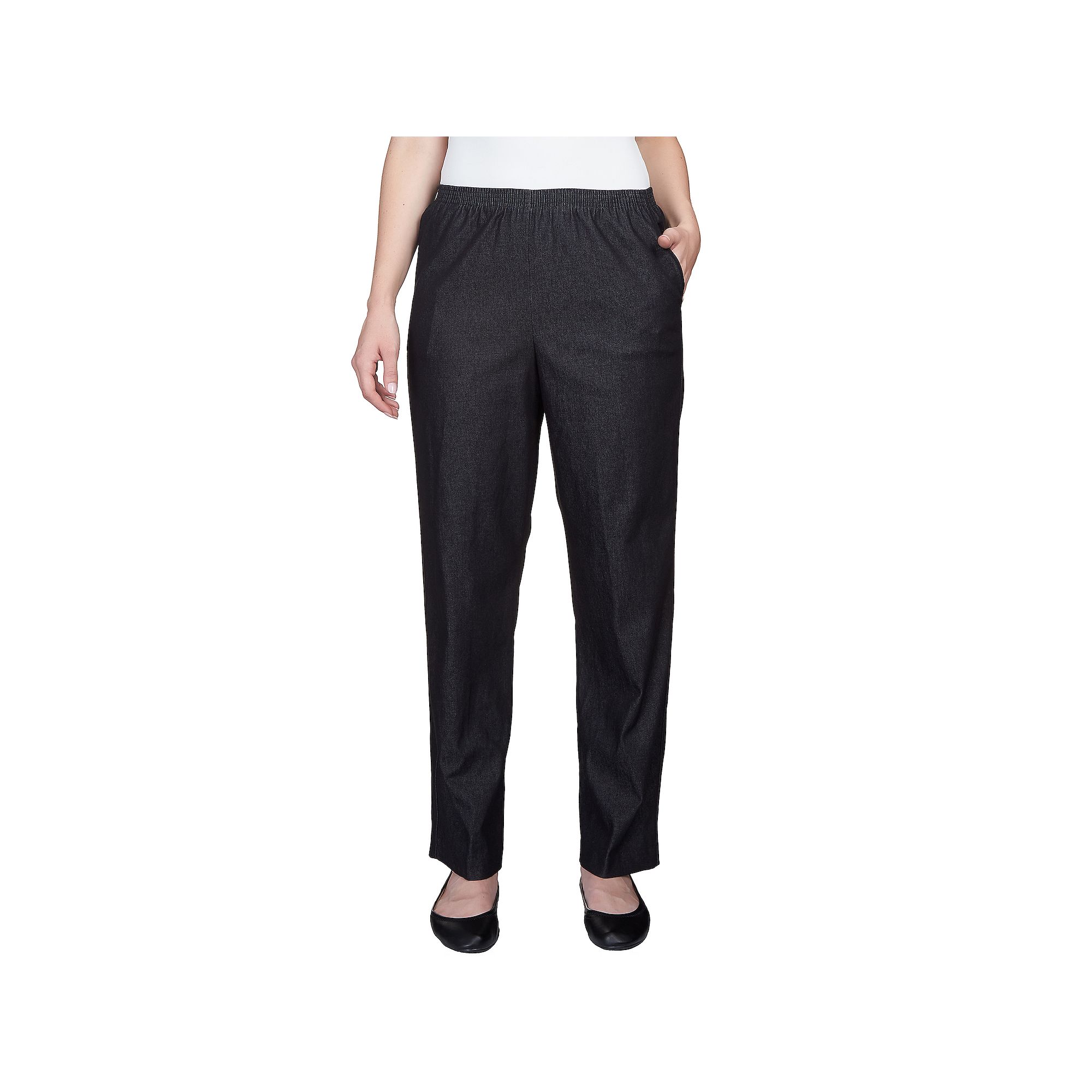 Petite Alfred Dunner Proportioned Denim Pants, Womens, Size: 6 Petite, Bla