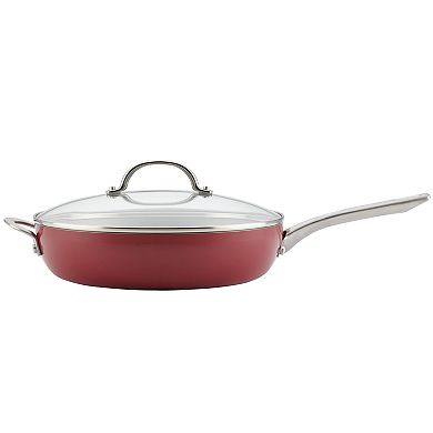 Ayesha Curry Home Collection 12-inch Porcelain Enamel Nonstick Covered Deep Skillet With Helper Handle