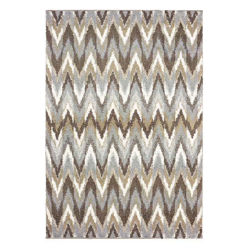 StyleHaven Veracruz Chevron Waves Rug, Grey, 8X11 Ft