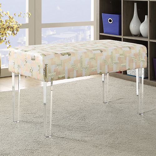 Linon Stella Colorblocked Sequin Bench