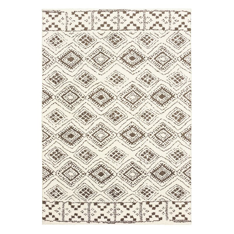 StyleHaven Veracruz Distressed Tribal Geometric Rug, White, 8X11 Ft