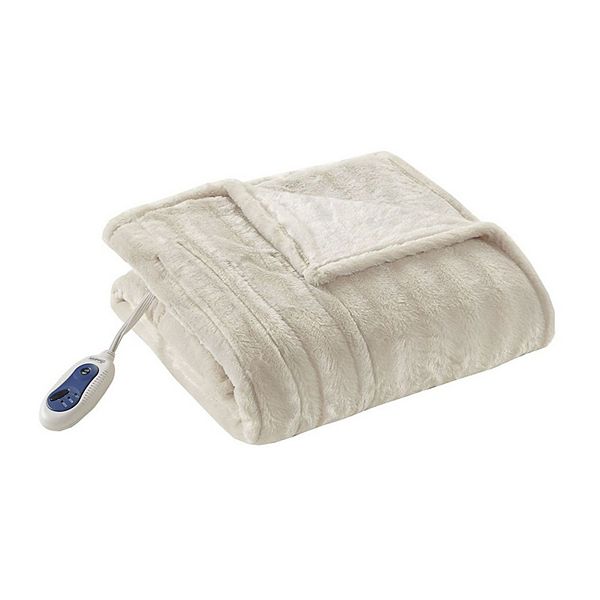 Beautyrest Duke Faux Fur Oversized Electric Heated Throw Blanket