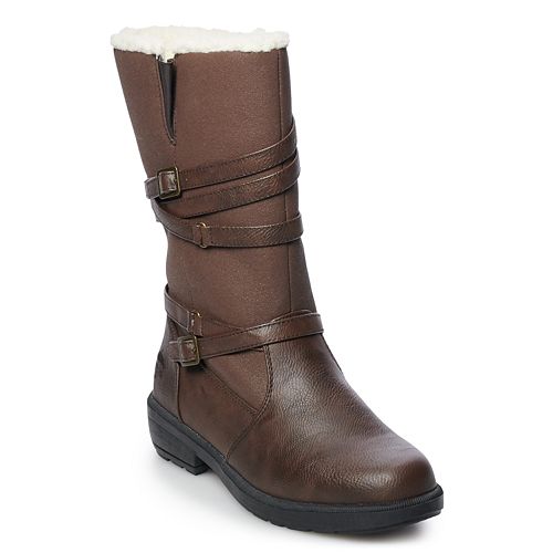 totes womens flora waterproof insulated winter boots block heel
