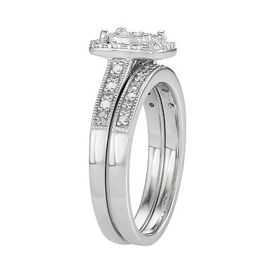Sterling Silver 1/4 Carat T.W. Engagement Ring Set