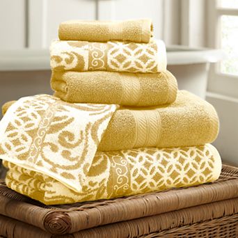 Allure Home 6 pc Trefoil Filigree Reversible Jacquard Bath Towel Set