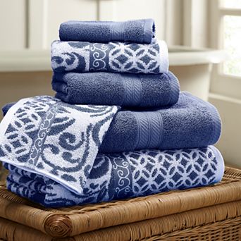 Allure Home 6 pc Trefoil Filigree Reversible Jacquard Bath Towel Set