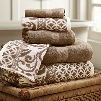 Allure Home 6 pc Trefoil Filigree Reversible Jacquard Bath Towel Set