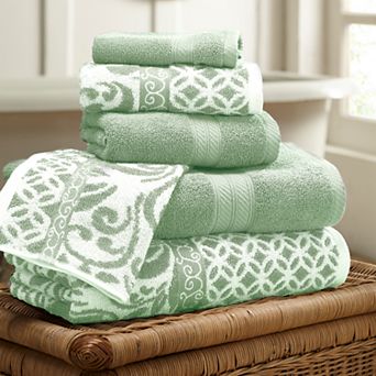 Allure Home 6 pc Trefoil Filigree Reversible Jacquard Bath Towel Set