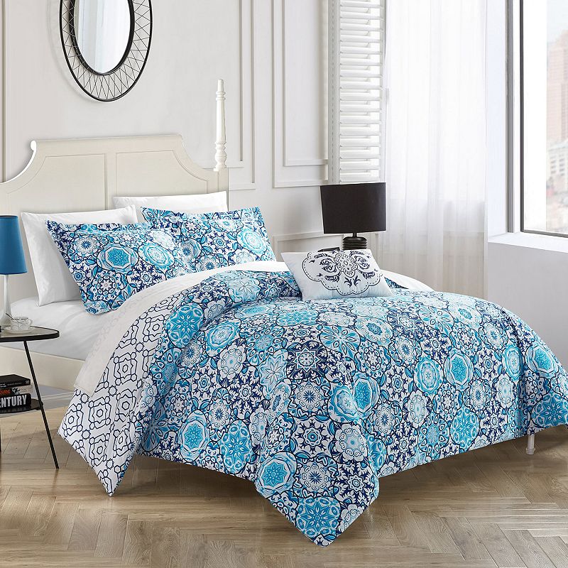 Bristol 4-piece Duvet Cover Set, Blue, Queen