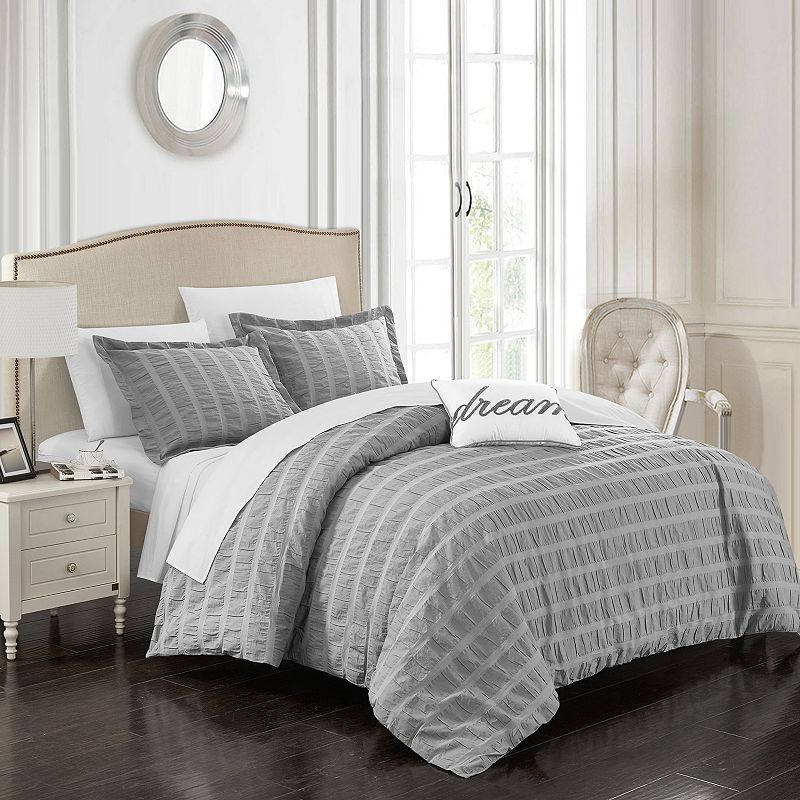 Millbury 4-piece Duvet Cover Set, Grey, King