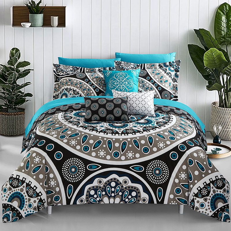 Chic Home Mornington 10-piece Comforter Bedding Set, Black, Queen