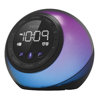 iHome App-Enhanced Bluetooth Color-Changing Dual Alarm Clock Radio 