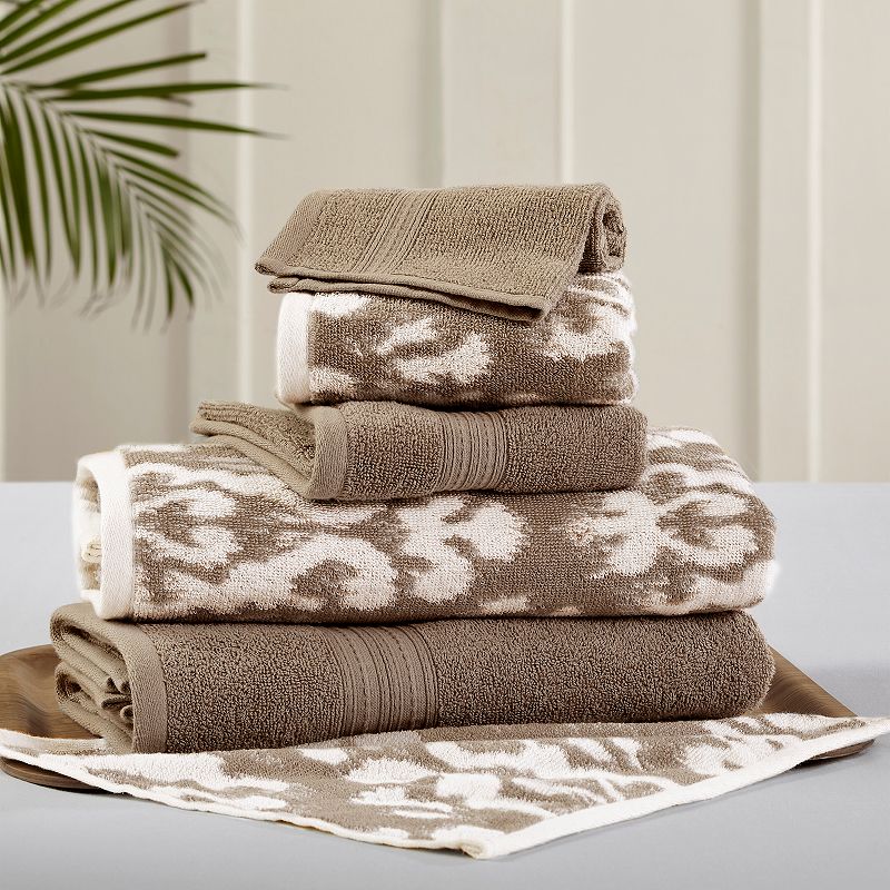 UPC 645470200088 product image for Allure 6-piece Ikat Damask Reversible Jacquard Bath Towel Set, Brown, 6 Pc Set | upcitemdb.com