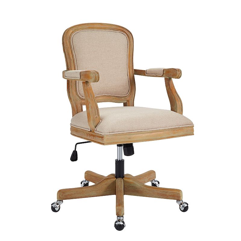 Linon Maybell Adjustable Office Desk Chair, Beig/Green