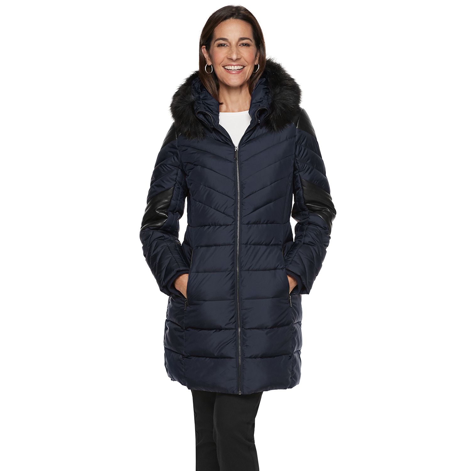 women's tower by london fog hooded puffer heavyweight jacket