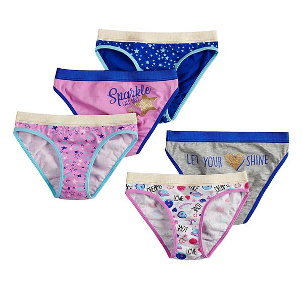 Girls 4-16 SO® 5-pack Glittery Bikini Panties