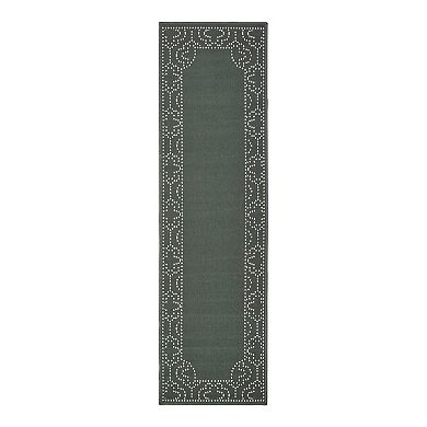 StyleHaven Mainland Delicate Geometric Border Indoor Outdoor Rug