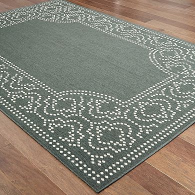 StyleHaven Mainland Delicate Geometric Border Indoor Outdoor Rug