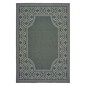 StyleHaven Mainland Delicate Geometric Border Indoor Outdoor Rug