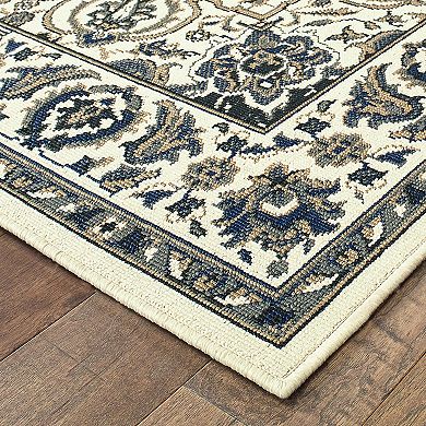 StyleHaven Mainland Traditional Framed Floral Indoor Outdoor Rug