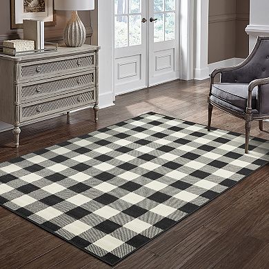 StyleHaven Mainland Gingham Plaid Indoor Outdoor Rug