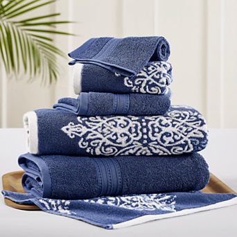 Allure Home 6 pc Artesia Damask Reversible Jacquard Bath Towel Set