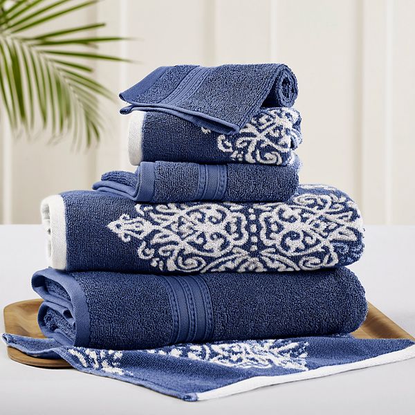 Allure 6-piece Artesia Damask Reversible Jacquard Bath Towel Set