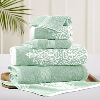 Allure Home 6 pc Artesia Damask Reversible Jacquard Bath Towel Set
