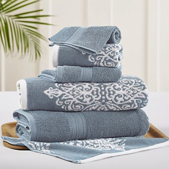 Allure Home 6 pc Artesia Damask Reversible Jacquard Bath Towel Set