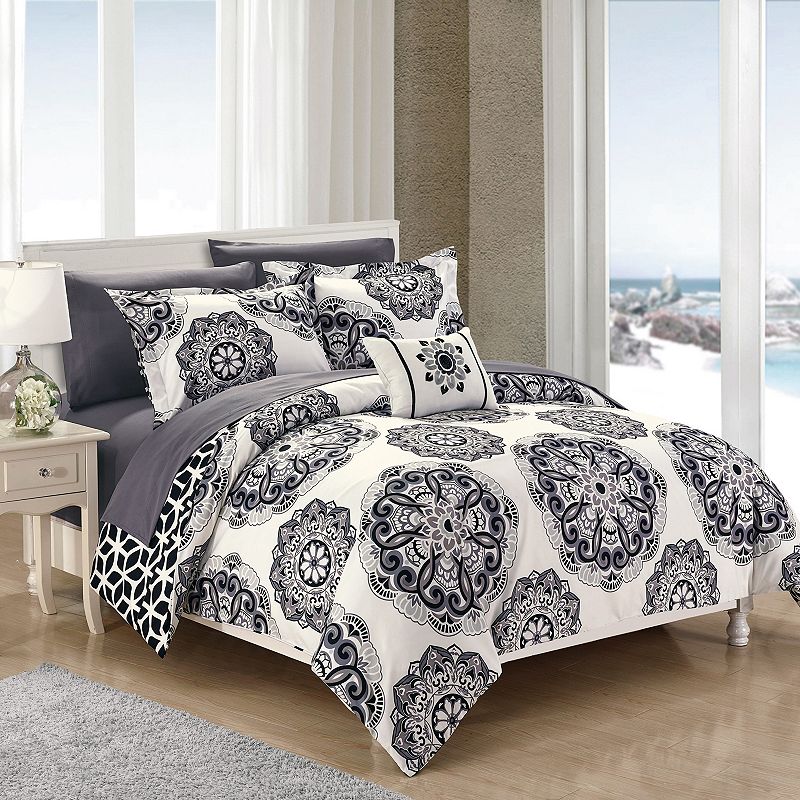 62222579 Chic Home Barcelona Comforter Bedding Set, Black,  sku 62222579