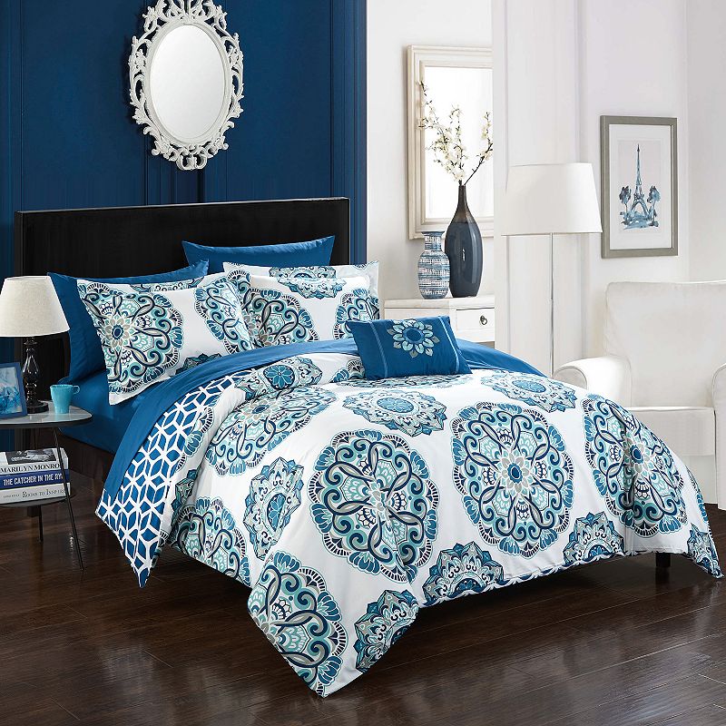 Chic Home Barcelona Comforter Bedding Set, Blue, Full/Queen