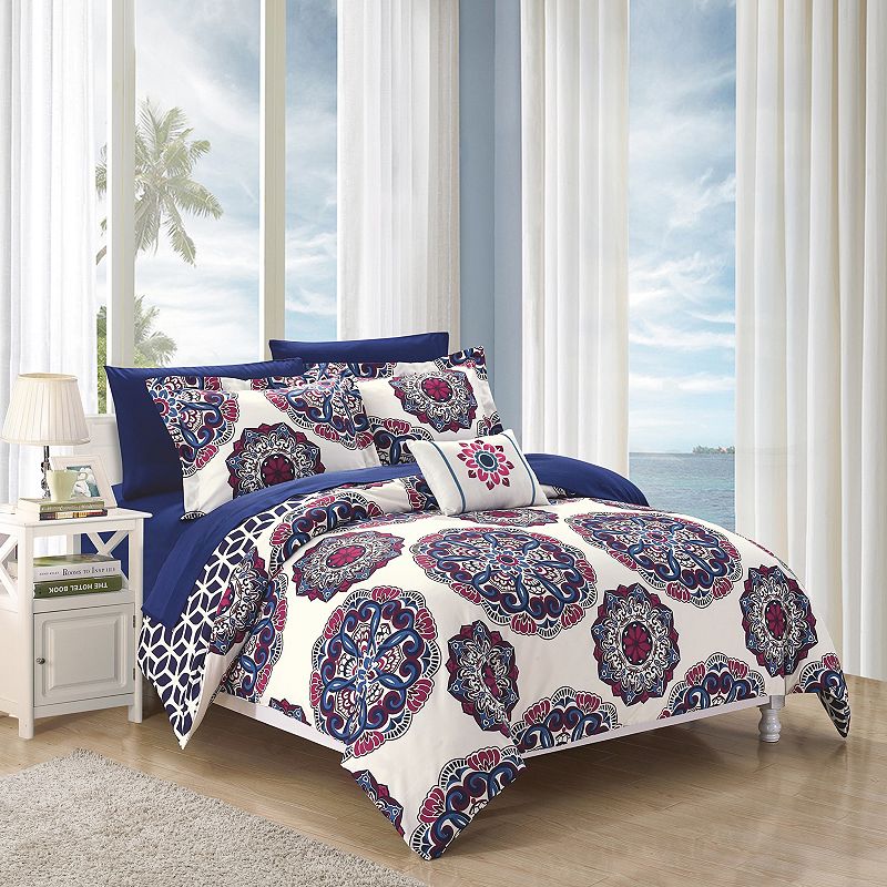 Chic Home Barcelona Comforter Bedding Set, Blue, Full/Queen