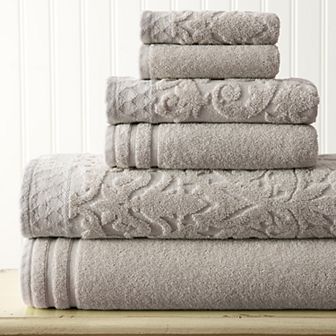 Damask Jacquard 6 pc Bath Towel Set
