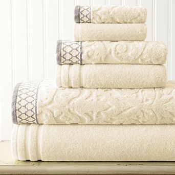 Damask Jacquard 6 pc Bath Towel Set