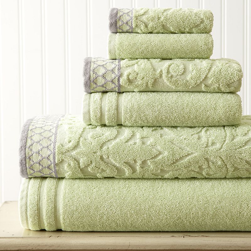 Modern Threads Damask Jacquard Embellished Border 6-Pc. Towel Set Bedding