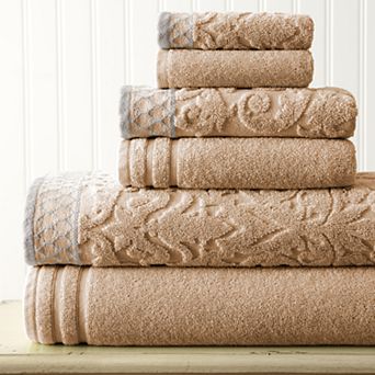 Damask Jacquard 6 pc Bath Towel Set