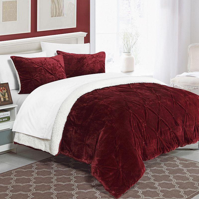 62202801 Chic Home Josepha Comforter Set, Dark Red, Queen sku 62202801