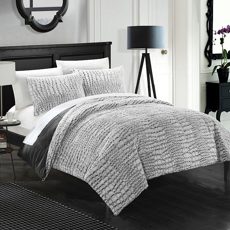 76622324 Alligator Faux Fur 3-piece Queen Comforter Set, Gr sku 76622324