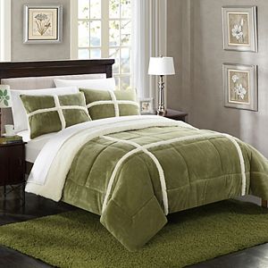 Chloe Plush Microsuede Sherpa 3 Pc Reversible Comforter Set