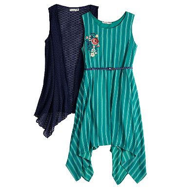 Girls 7-16 Knitworks 2-Piece Sharkbite Dress and Vest Set