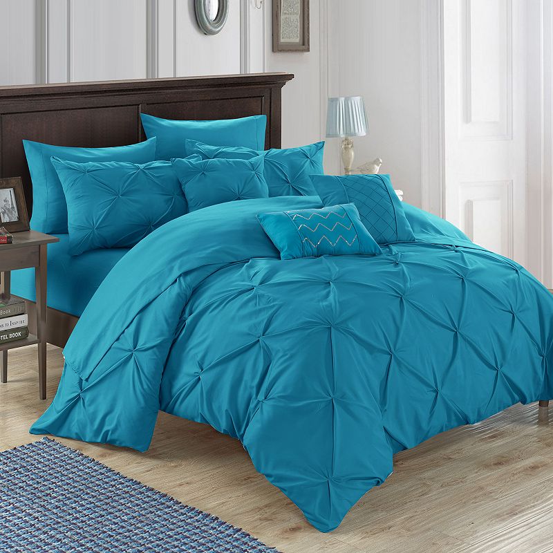 Hannah 8-piece Twin Comforter Bedding Set, Turquoise/Blue