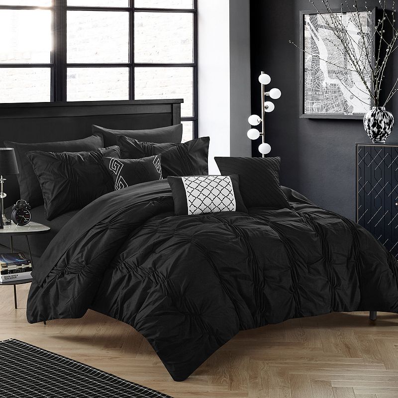 Tori 10-piece Comforter Bedding Set, Black, King