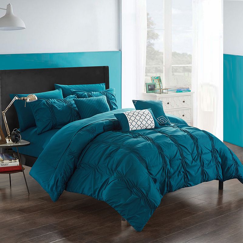 61734309 Tori 10-piece Comforter Bedding Set, Blue, Queen sku 61734309