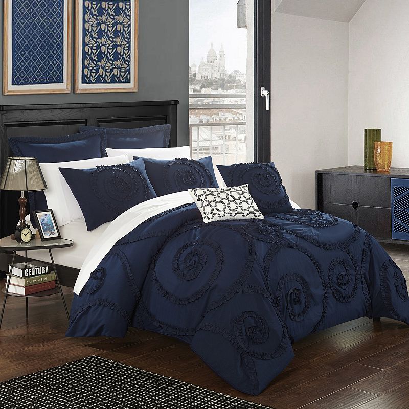Rosalia 7-piece Comforter Set, Blue, Queen