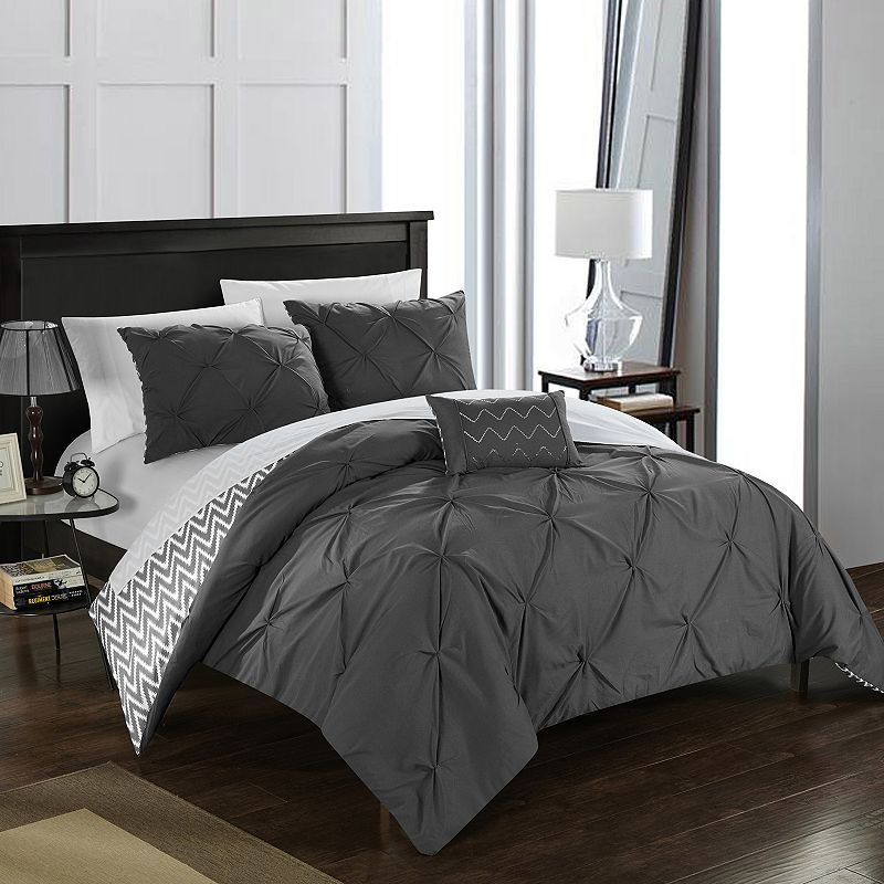 62212953 Chic Home Jacky Comforter Set, Grey, Full/Queen sku 62212953