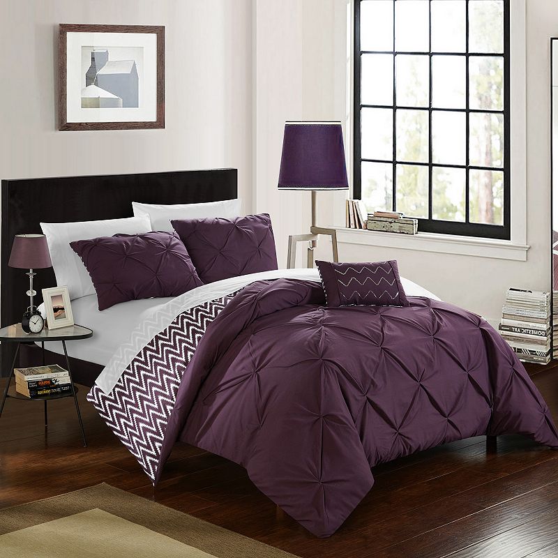 39419554 Chic Home Jacky Comforter Set, Purple, Full/Queen sku 39419554