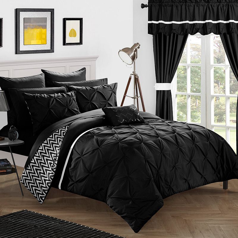 Jacksonville 20-piece Bedding & Window Curtain Set, Black, Queen