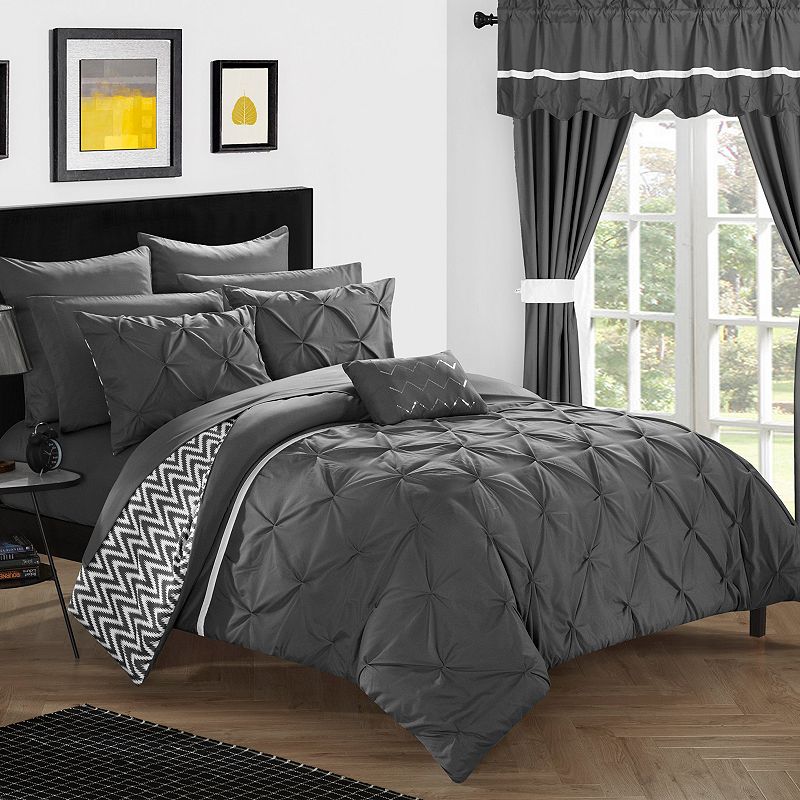 Jacksonville 20-piece Bedding & Window Curtain Set, Grey, Queen