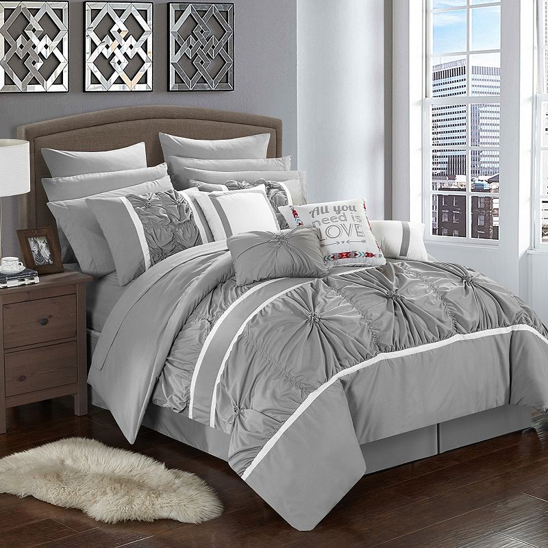 33641148 Ashville 16-piece Comforter Bedding Set, Grey, Kin sku 33641148