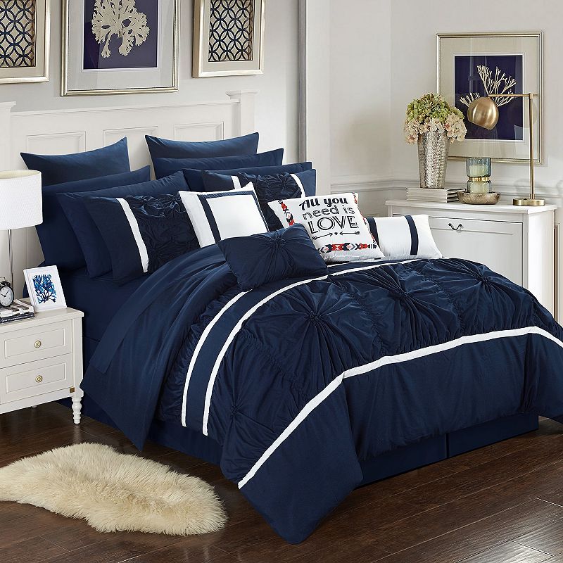 Ashville 16-piece Comforter Bedding Set, Blue, King